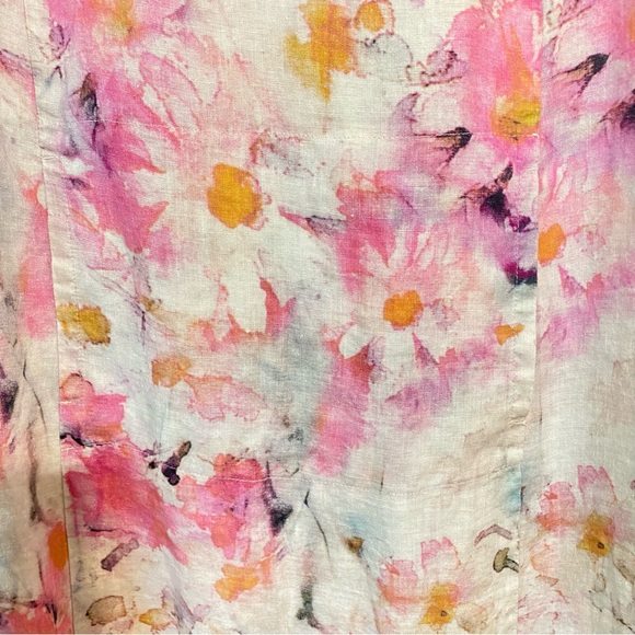 Pure Jill Water Color Floral Sleeveless Linen Midi Dress size Small - Picture 4 of 12